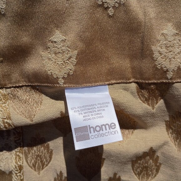 JC PENNEY Valances Sage Savannah Damask Floral Scroll Curtain Pair Gold Orange - Picture 4 of 10